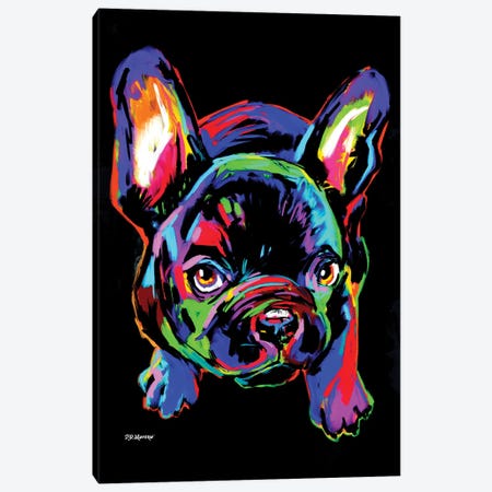 Neon Pug Canvas Print #PDM149} by P.D. Moreno Canvas Wall Art