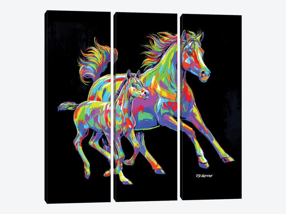Color Horses by P.D. Moreno 3-piece Canvas Art