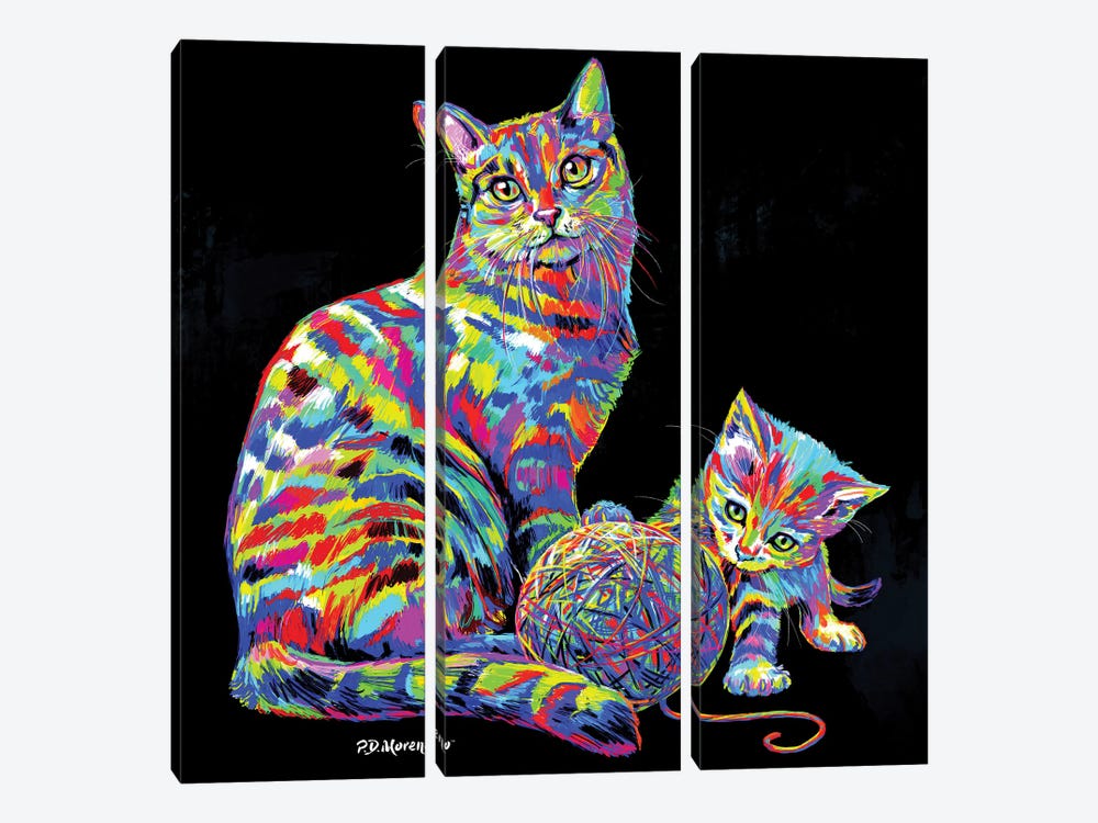 Cat Family by P.D. Moreno 3-piece Canvas Print