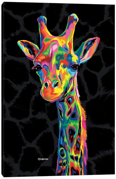 Color Giraffe Canvas Art Print - Giraffe Art