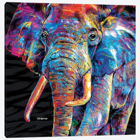 Elefante Zoom Canvas Print #PDM170} by P.D. Moreno Art Print