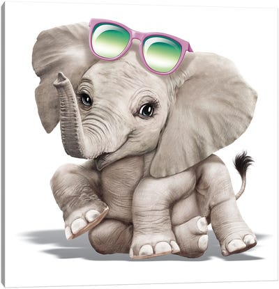 Elephant With Sunglasses Canvas Art Print - P.D. Moreno