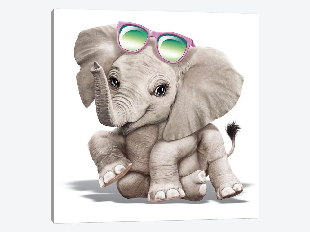 Elephant With Sunglasses by P.D. Moreno 1-piece Art Print