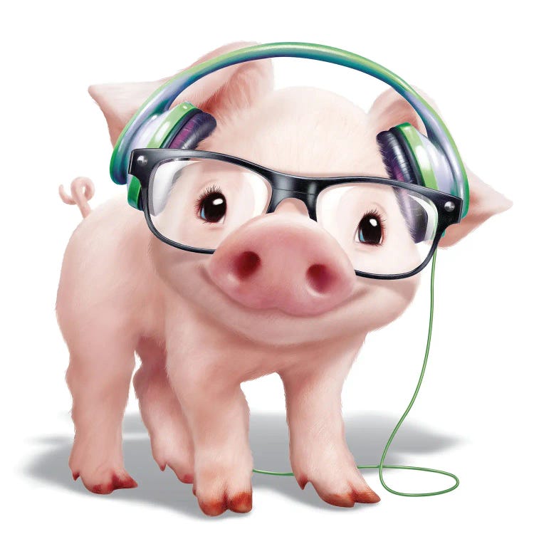 Pig With Headphones