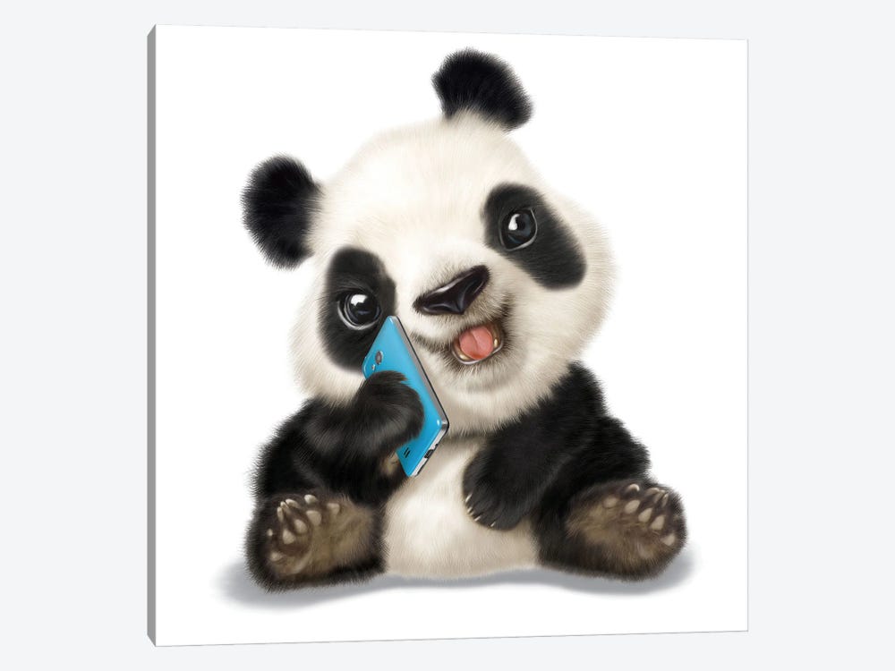 Panda With Phone by P.D. Moreno 1-piece Canvas Print
