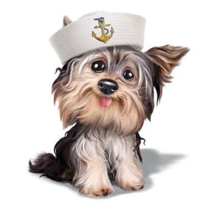 Yorkie Captain by P.D. Moreno art print