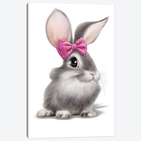 Bunny With Bow Canvas Print #PDM193} by P.D. Moreno Canvas Art Print
