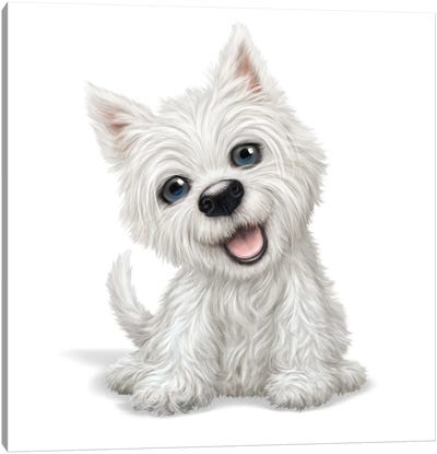 Happy Puppy Canvas Art Print - West Highland White Terrier Art