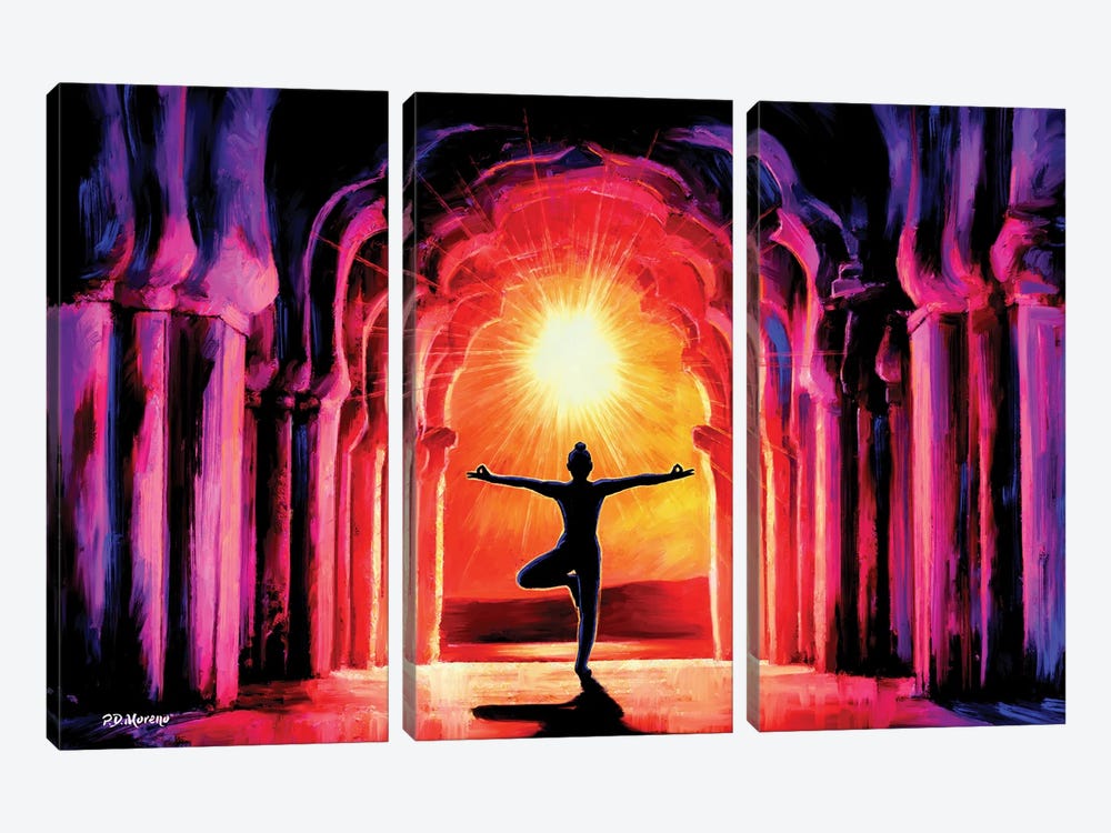 Yoga Sunrise by P.D. Moreno 3-piece Canvas Print