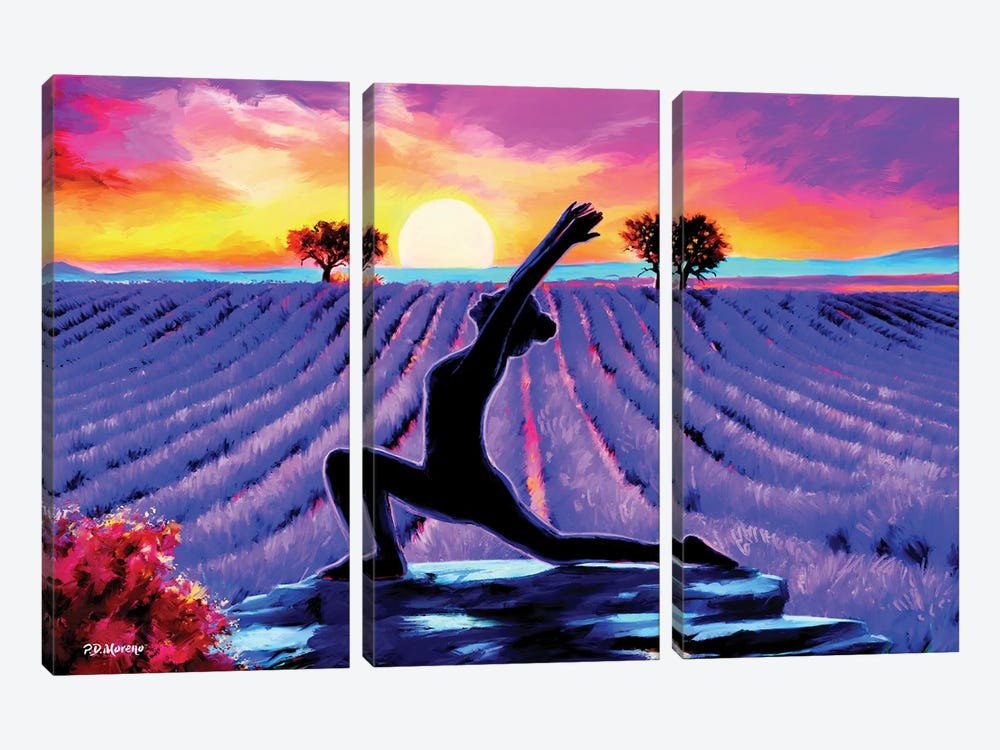 Yoga Stretch by P.D. Moreno 3-piece Canvas Wall Art