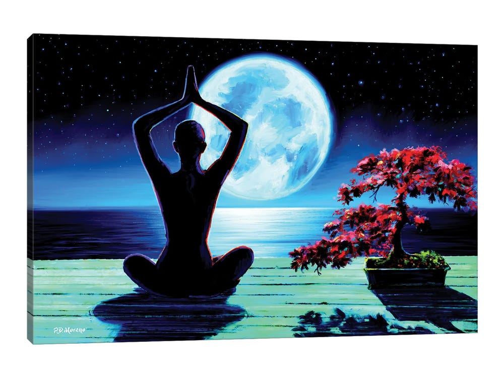 Moon Yoga Canvas Print by P.D. Moreno