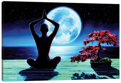 Yoga Moon Canvas Art Print - Zen Bedroom Art