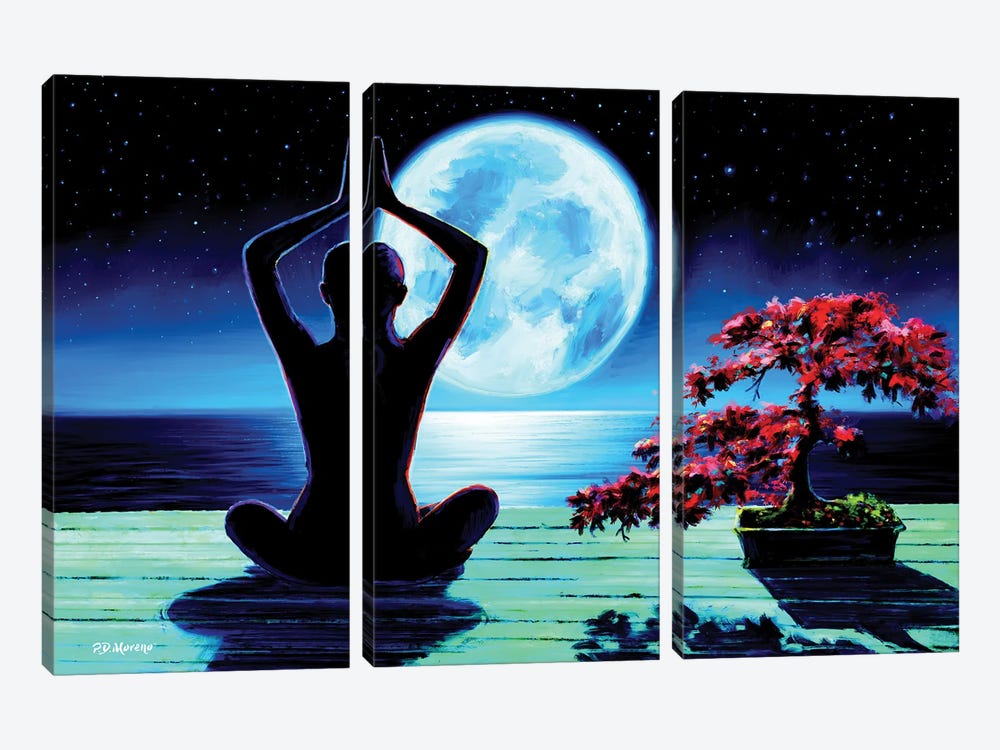 Yoga Moon by P.D. Moreno 3-piece Canvas Art Print