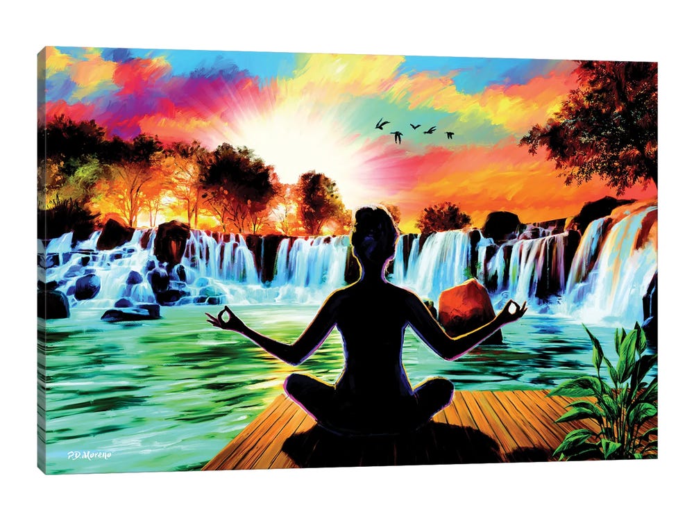 Waterfall Meditation Yoga Canvas Print by P.D. Moreno