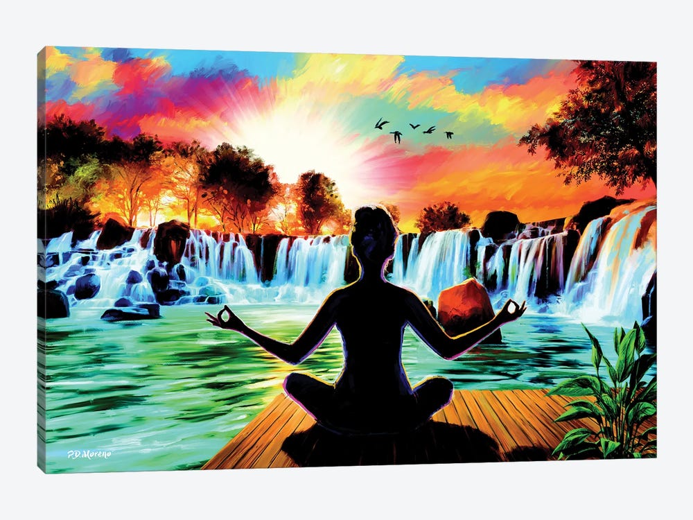 Waterfall Meditation Yoga by P.D. Moreno 1-piece Canvas Wall Art