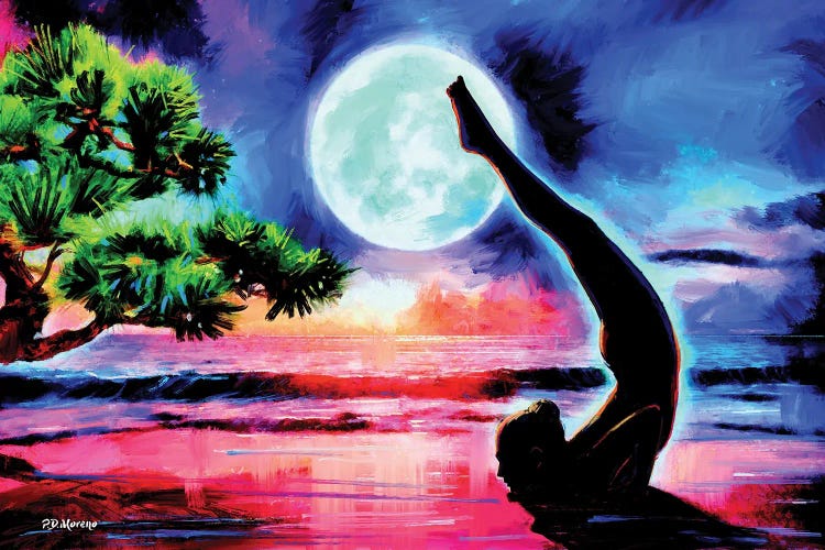Moon Yoga Canvas Print by P.D. Moreno
