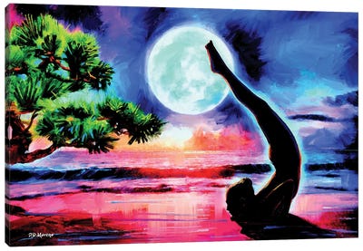 Seaside Yoga Canvas Art Print - Zen Bedroom Art