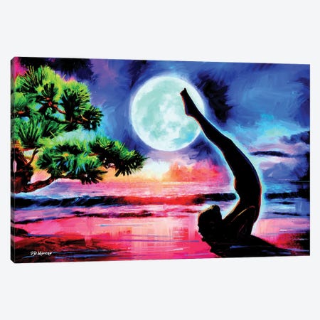 Seaside Yoga Canvas Print #PDM226} by P.D. Moreno Canvas Wall Art
