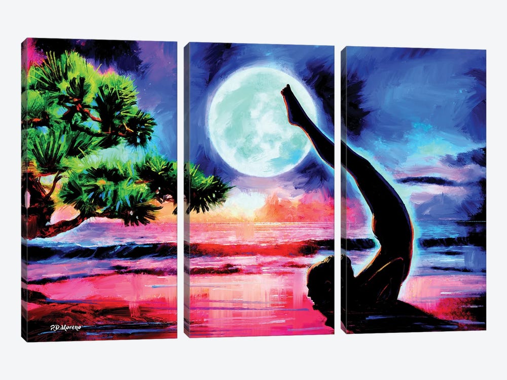 Seaside Yoga by P.D. Moreno 3-piece Canvas Art Print