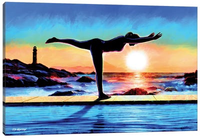 Warrior 3 Yoga Canvas Art Print - Silhouette Art