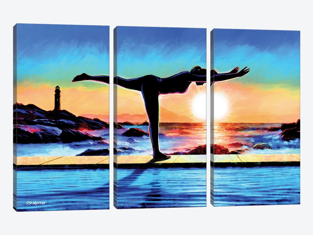 Warrior 3 Yoga by P.D. Moreno 3-piece Canvas Art Print