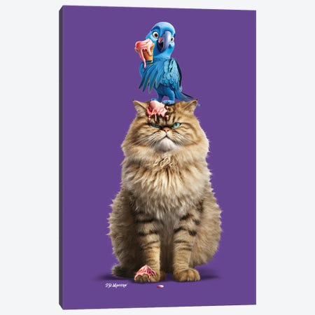 Cat And Parrot Canvas Print #PDM230} by P.D. Moreno Canvas Artwork