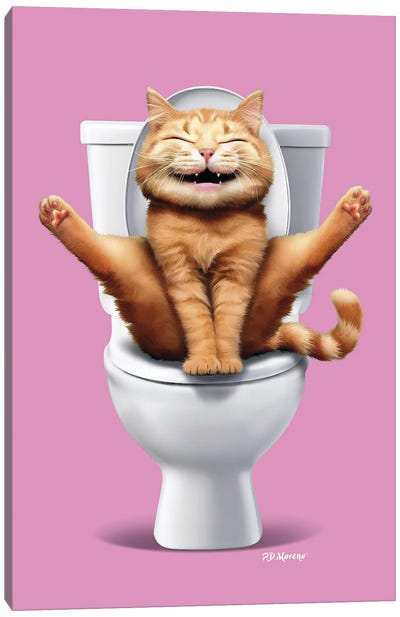 Cat WC Canvas Art Print - Office Humor