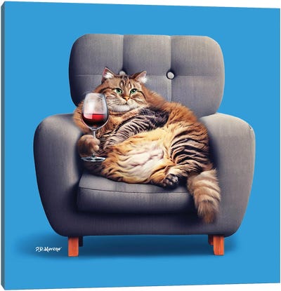 Fat Cat Armchair Canvas Art Print - Office Humor