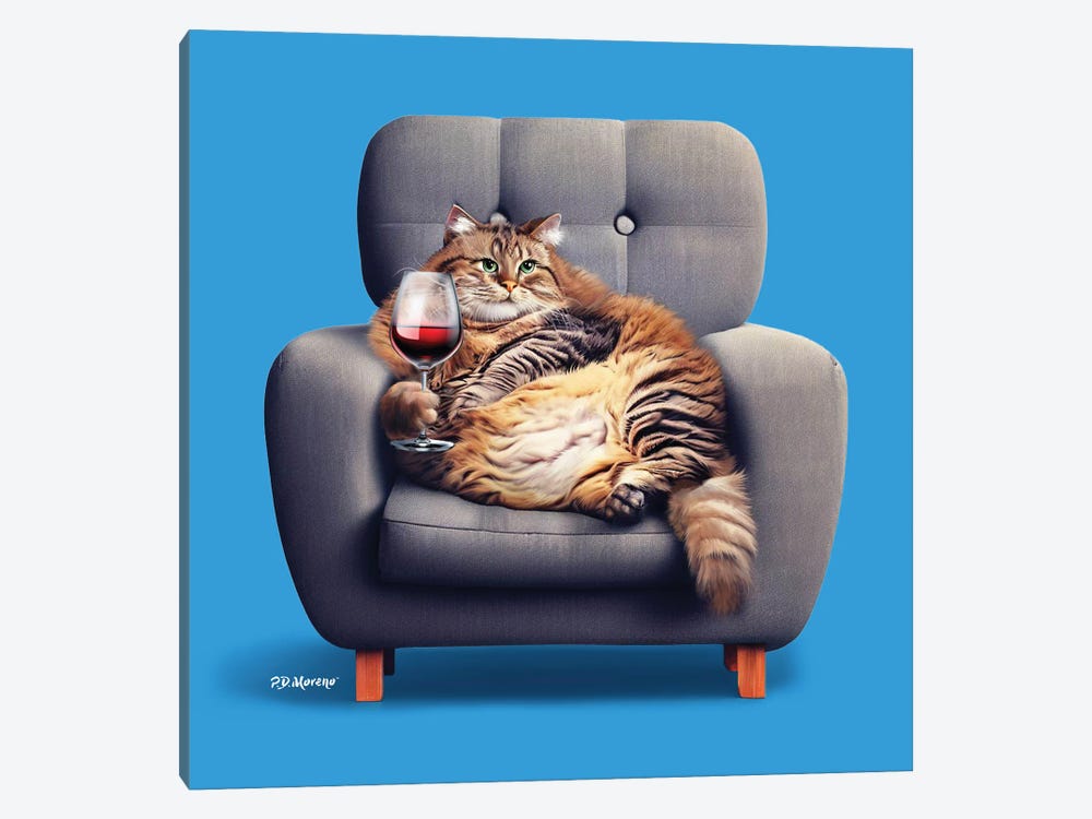 Fat Cat Armchair by P.D. Moreno 1-piece Canvas Artwork