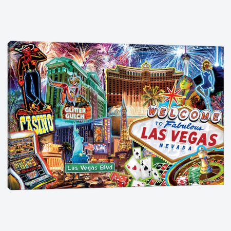Las Vegas Pop Art Canvas Print #PDM30} by P.D. Moreno Canvas Art