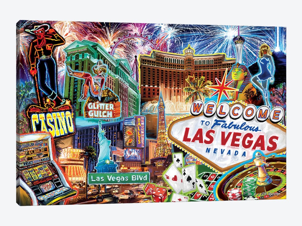 Las Vegas Pop Art by P.D. Moreno 1-piece Canvas Artwork