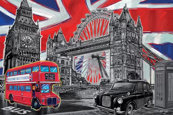 Famous Bridges: London Pop Art Black & White by P.D. Moreno