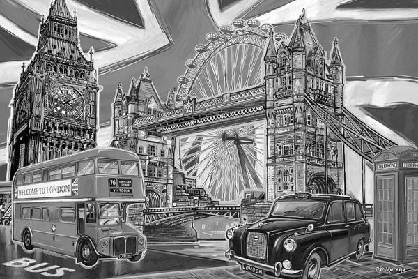 Tower Bridge: London Pop Art Black & White II by P.D. Moreno