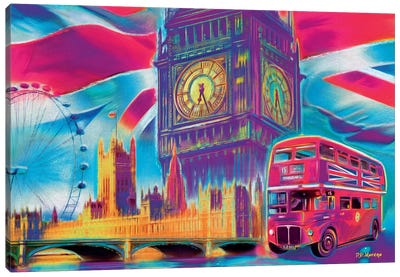 London Pop Colors Canvas Art Print - Big Ben