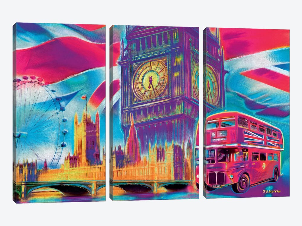 London Pop Colors by P.D. Moreno 3-piece Canvas Artwork