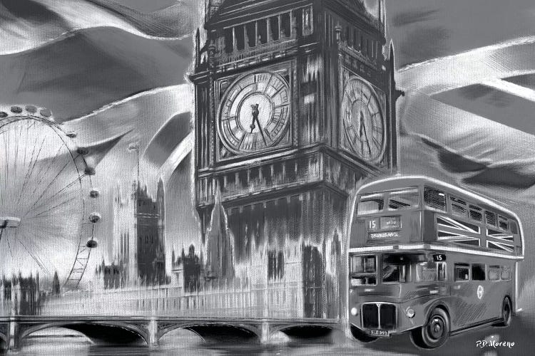 London Pop Colors Black & White by P.D. Moreno wall art