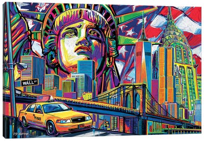 NY Pop Art Canvas Art Print - Landmarks & Attractions