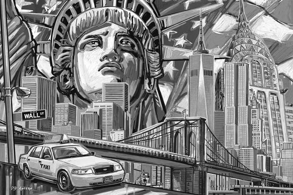 Sculptures & Statues: NY Pop Art Black & White II by P.D. Moreno