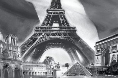 Paris Pop Colors Black & White by P.D. Moreno multi panel art