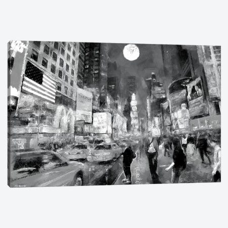 Times Square In Black & White Canvas Print #PDM54} by P.D. Moreno Art Print