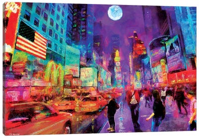 Times Square In Color Canvas Art Print - P.D. Moreno