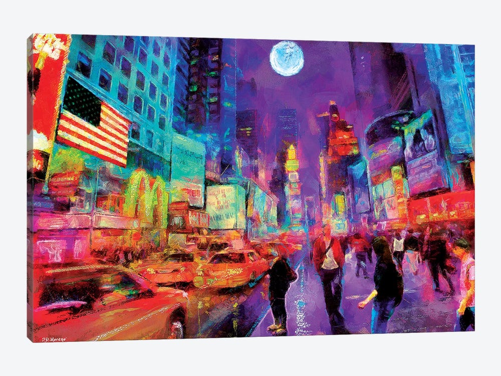 Times Square In Color by P.D. Moreno 1-piece Canvas Art Print