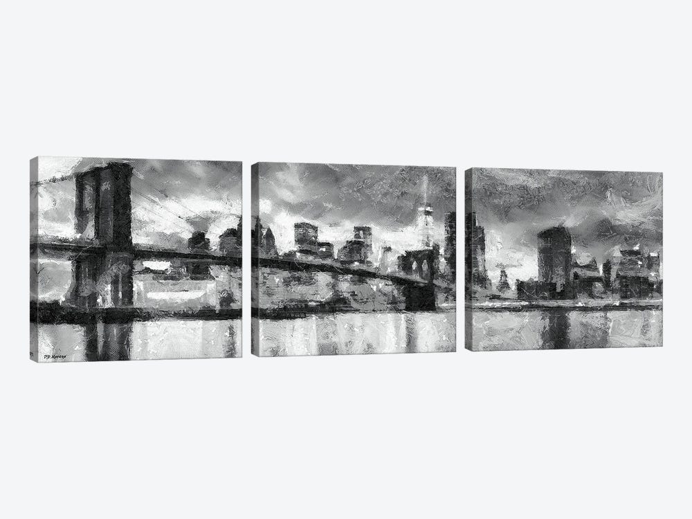NY In Black & White by P.D. Moreno 3-piece Canvas Art