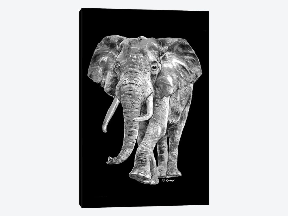 Elephant In Black And White by P.D. Moreno 1-piece Art Print