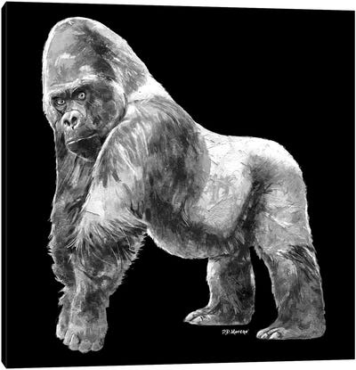 Gorilla In Black And White Canvas Art Print - P.D. Moreno