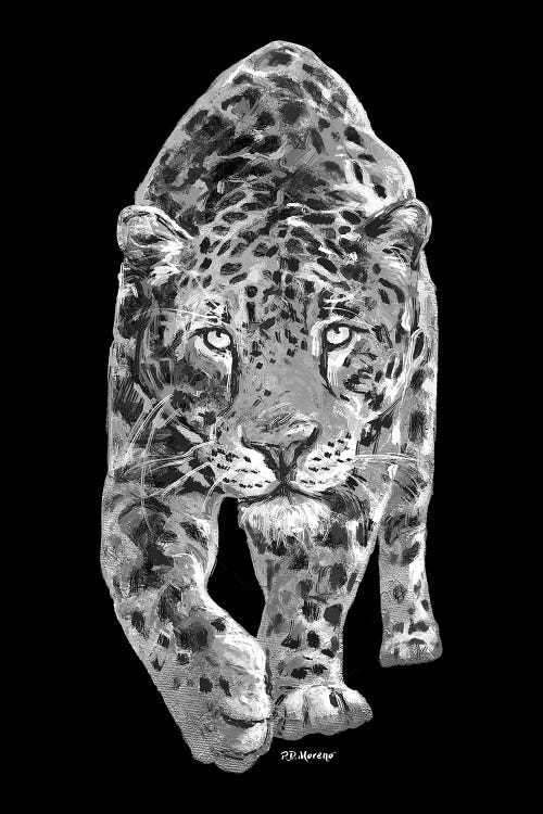 Leopard In Black And White by P.D. Moreno wall art