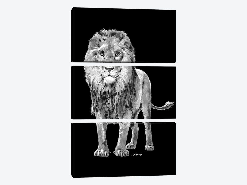 Lion In Black And White by P.D. Moreno 3-piece Canvas Art