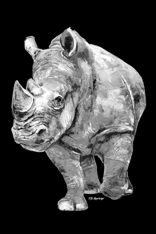 Rhino In Black And White by P.D. Moreno wall art