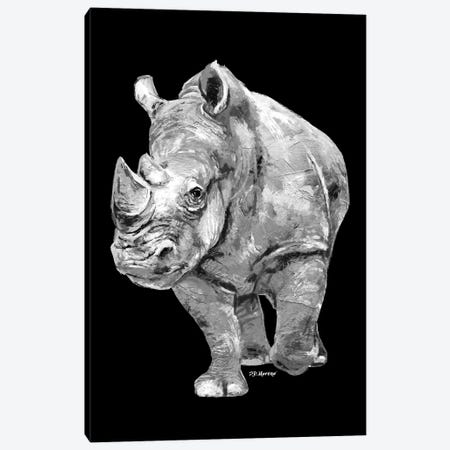 Rhino In Black And White Canvas Print #PDM67} by P.D. Moreno Canvas Wall Art