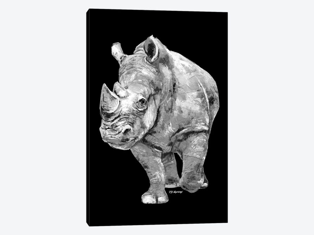 Rhino In Black And White by P.D. Moreno 1-piece Canvas Art